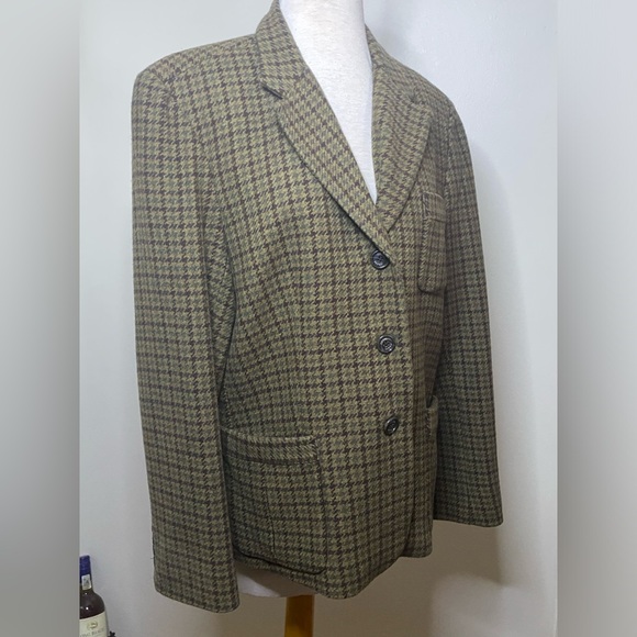 Vintage Ralph Lauren Chaps! 💞Wool Blend Brown Chaps Houndstooth Riding Jacket - Picture 16 of 16